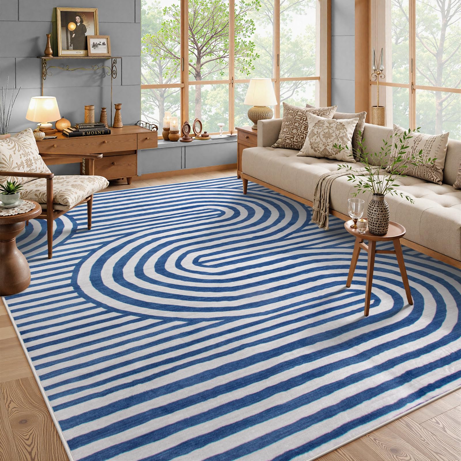 LahomeGlobal Modern 8x10 Area Rugs, Non-Slip Soft Green Rugs for Living Room,Ultra-Thin Bedroom Rug Washable Stain Resistance,Non-Shedding Large Carpet for Office Dining Room Kids Playroom Rug(8'X10',Green) LahomeGlobal Lahome 8' x 10' (Rectangular) Blue