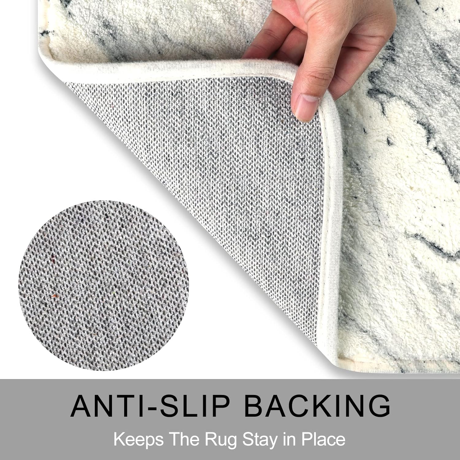 LahomeGlobal Bath Mat 18x47 inch Gray Marble Runner Velvet Non-Slip Bathroom Rug Modern Long Bath Rug Soft Luxury Microfiber Machine Washable Floor Carpet for Bathroom Tub Shower LahomeGlobal Lahome