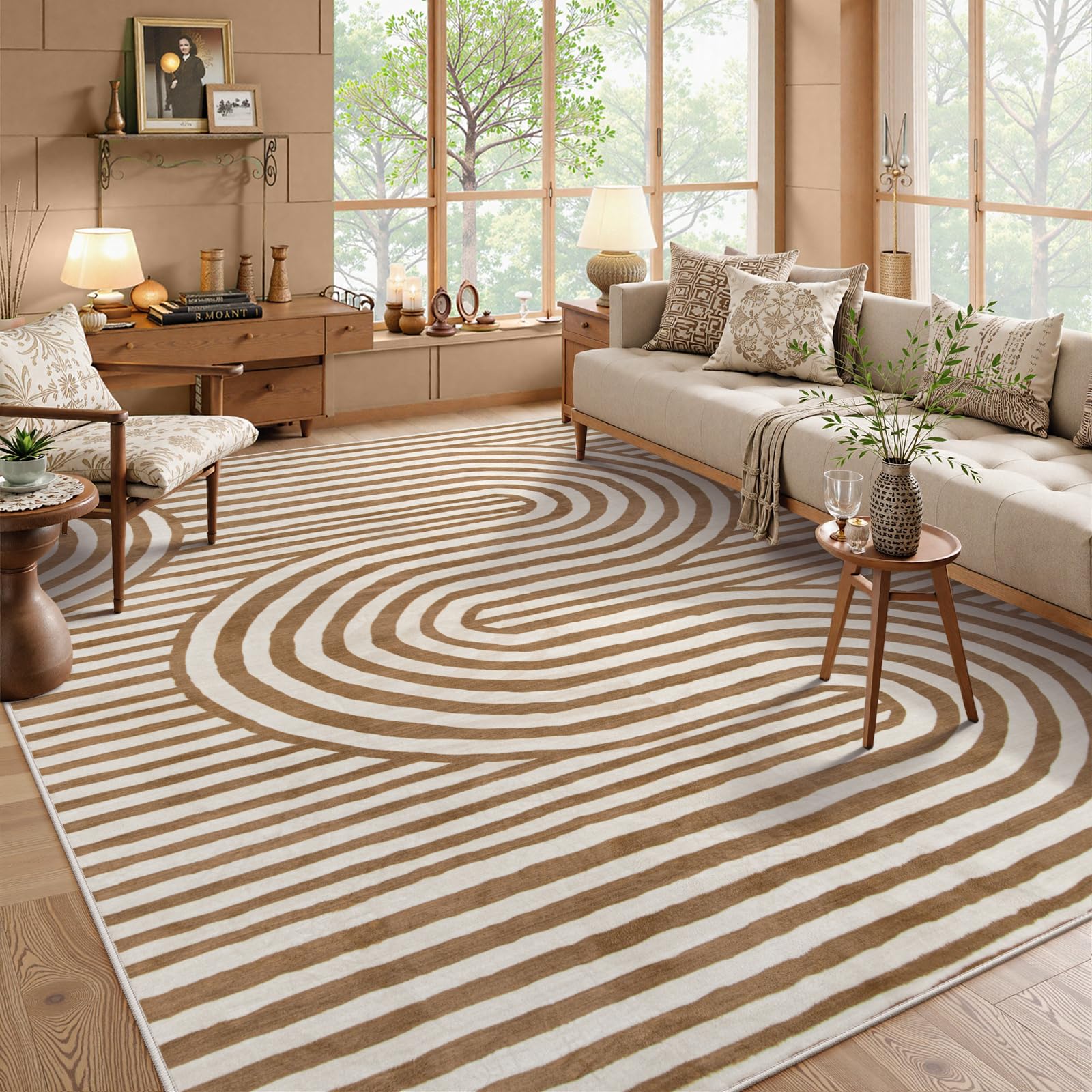 LahomeGlobal Modern 8x10 Area Rugs, Non-Slip Soft Green Rugs for Living Room,Ultra-Thin Bedroom Rug Washable Stain Resistance,Non-Shedding Large Carpet for Office Dining Room Kids Playroom Rug(8'X10',Green) LahomeGlobal Lahome 8' x 10' (Rectangular) Khaki