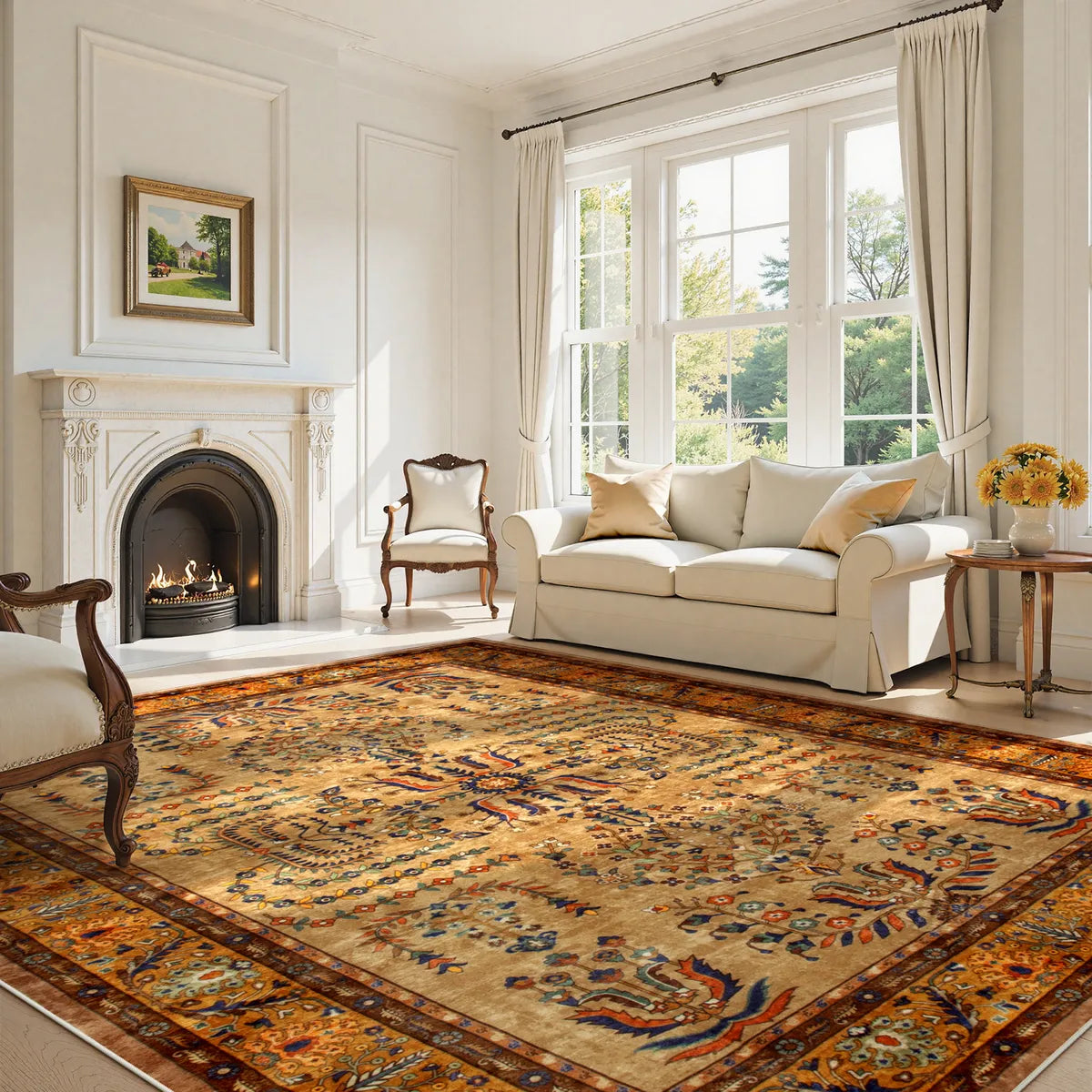 Auguste Washable Vintage Medallion Floral Brown Rug Rugs Lahome 8' x 10'