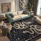 Serpente Washable Mystical Snake Black Rug Area Rugs Lahome