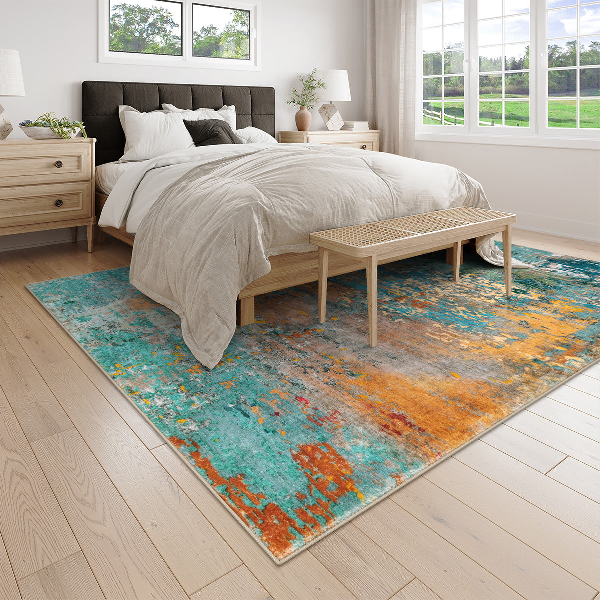 Etoile Washable Modern Abstract Rosy Clouds Area Rug Area Rugs Lahome 6' x 9'
