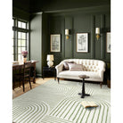 Darrell Washable Abstract Rainbow Stripe Green/White Rug Area Rugs Lahome