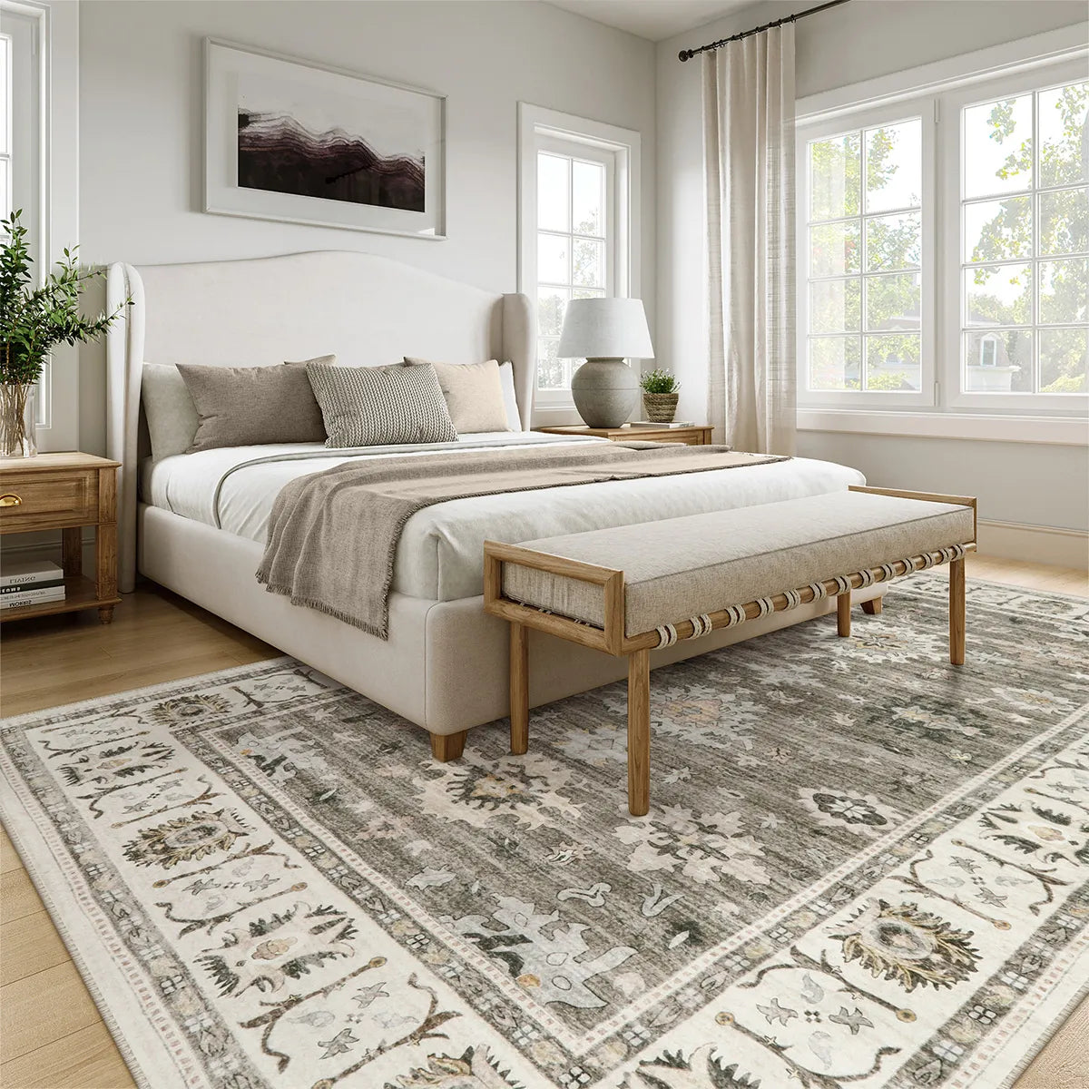 Clearance Baye Washable Distressed Vintage Boho Chic Brown Rug Clearance Rugs Lahome 8' x 10'
