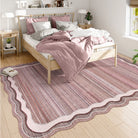 Estelle Washable Modern Abstract Bordered Scalloped Pink Rug Clearance Rugs Lahome