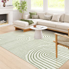Darrell Washable Abstract Rainbow Stripe Green/White Rug Area Rugs Lahome 8' x 10'