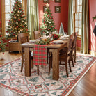 Glace Christmas Washable Tree and Reindeer Pink/Beige Rug Area Rugs Lahome
