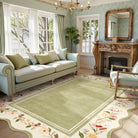 Ariele Washable Vintage Floral Scalloped Sage Green Rug Area Rugs Lahome 8' x 10'