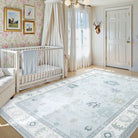 Cachet Washable Boho Oushak Floral Light Blue Rug Rugs Lahome