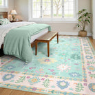 Cachet Washable Boho Oushak Floral Pink/Green Rug Rugs Lahome