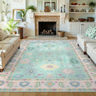 Cachet Washable Boho Oushak Floral Pink/Green Rug Rugs Lahome 8' x 10'
