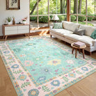 Cachet Washable Boho Oushak Floral Pink/Green Rug Rugs Lahome