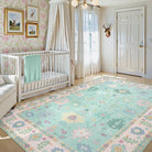 Cachet Washable Boho Oushak Floral Pink/Green Rug Rugs Lahome