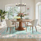 Cachet Washable Boho Oushak Floral Pink/Green Rug Rugs Lahome