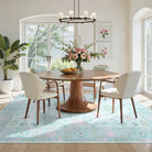Cachet Washable Boho Oushak Floral Teal Rug Rugs Lahome