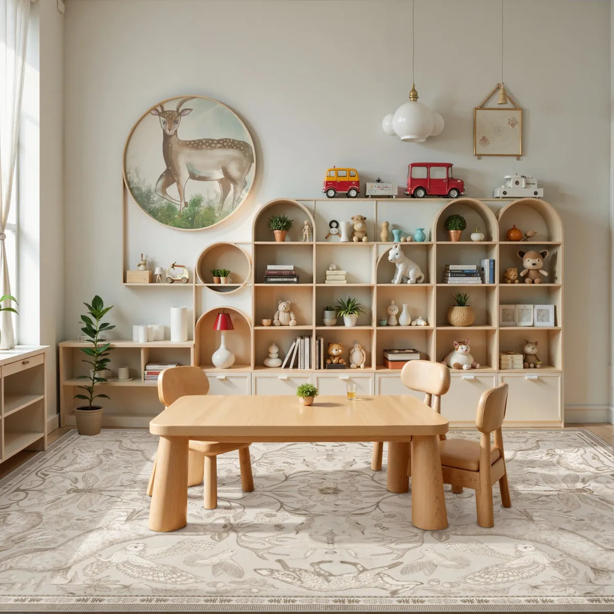 Dorval Washable Vintage Woodland Beige Rug Area Rugs Lahome