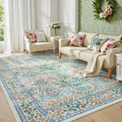 Giverny Washable Maximalism Vintage French Floral Light Green Rug Rugs Lahome