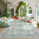 Giverny Washable Maximalism Vintage French Floral Light Green Rug Rugs Lahome 8' x 10'