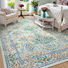 Giverny Washable Maximalism Vintage French Floral Light Green Rug Rugs Lahome