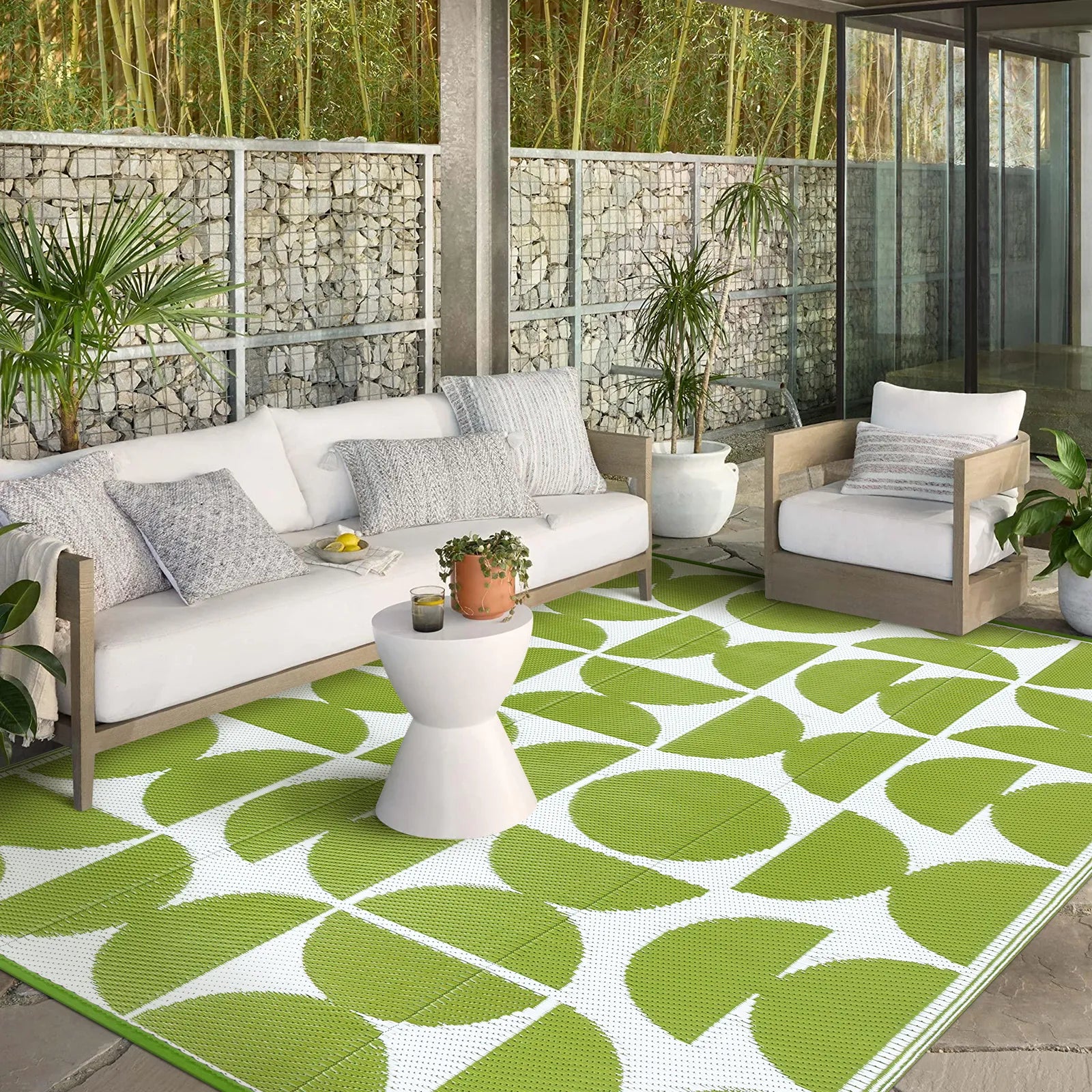 Isaline Boho Waterproof Reversible Green Indoor/Outdoor Rug Rugs Lahome 8' x 10'