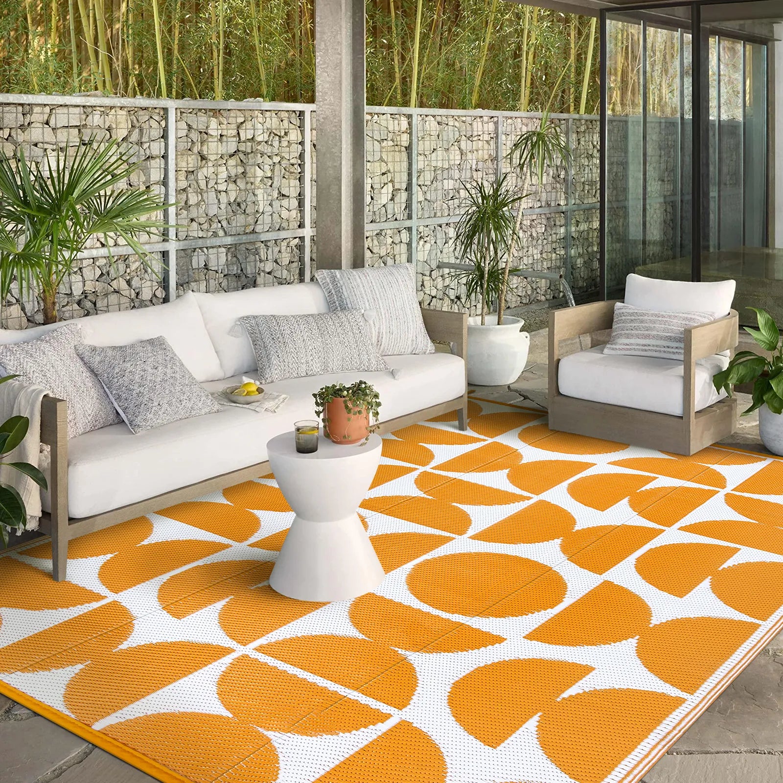 Isaline Boho Waterproof Reversible Orange Indoor/Outdoor Rug Rugs Lahome 8' x 10'