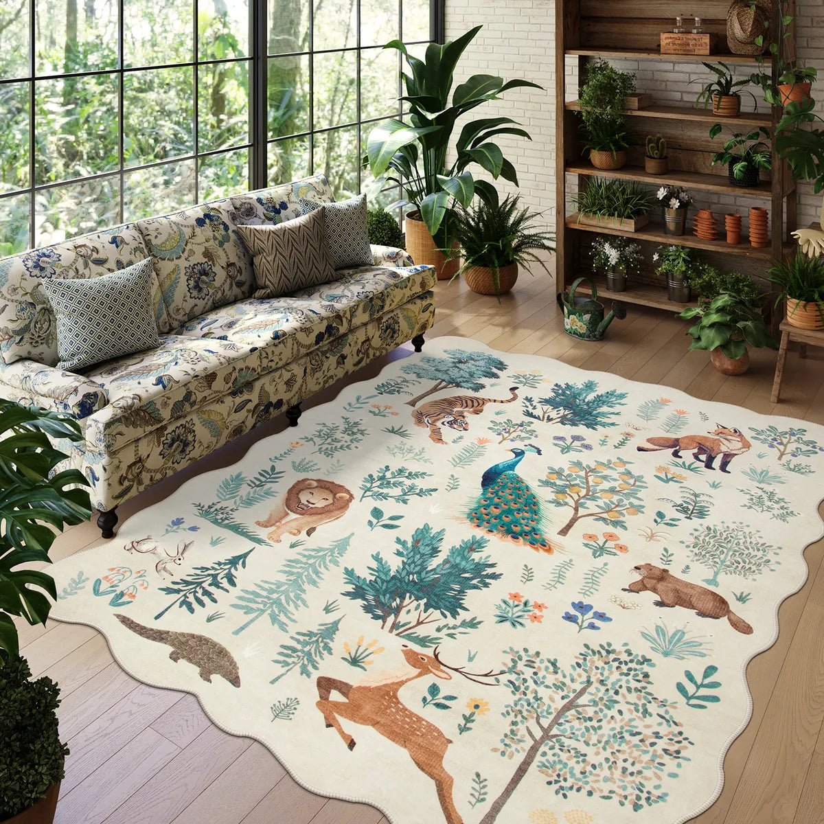 Javelle Washable Jungle Animal Fauves Beige Rug Area Rugs Lahome