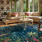 Jovence Washable Jungle Midnight Blue Area Rug Rugs Lahome
