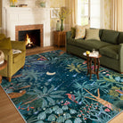 Jovence Washable Jungle Midnight Blue Area Rug Rugs Lahome