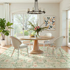 Liliane Washable Vintage Floral Green Rug Rugs Lahome