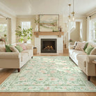 Liliane Washable Vintage Floral Green Rug Rugs Lahome 8' x 10'