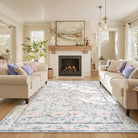 Liliane Washable Vintage Floral Grey Purple Rug Rugs Lahome 8' x 10'