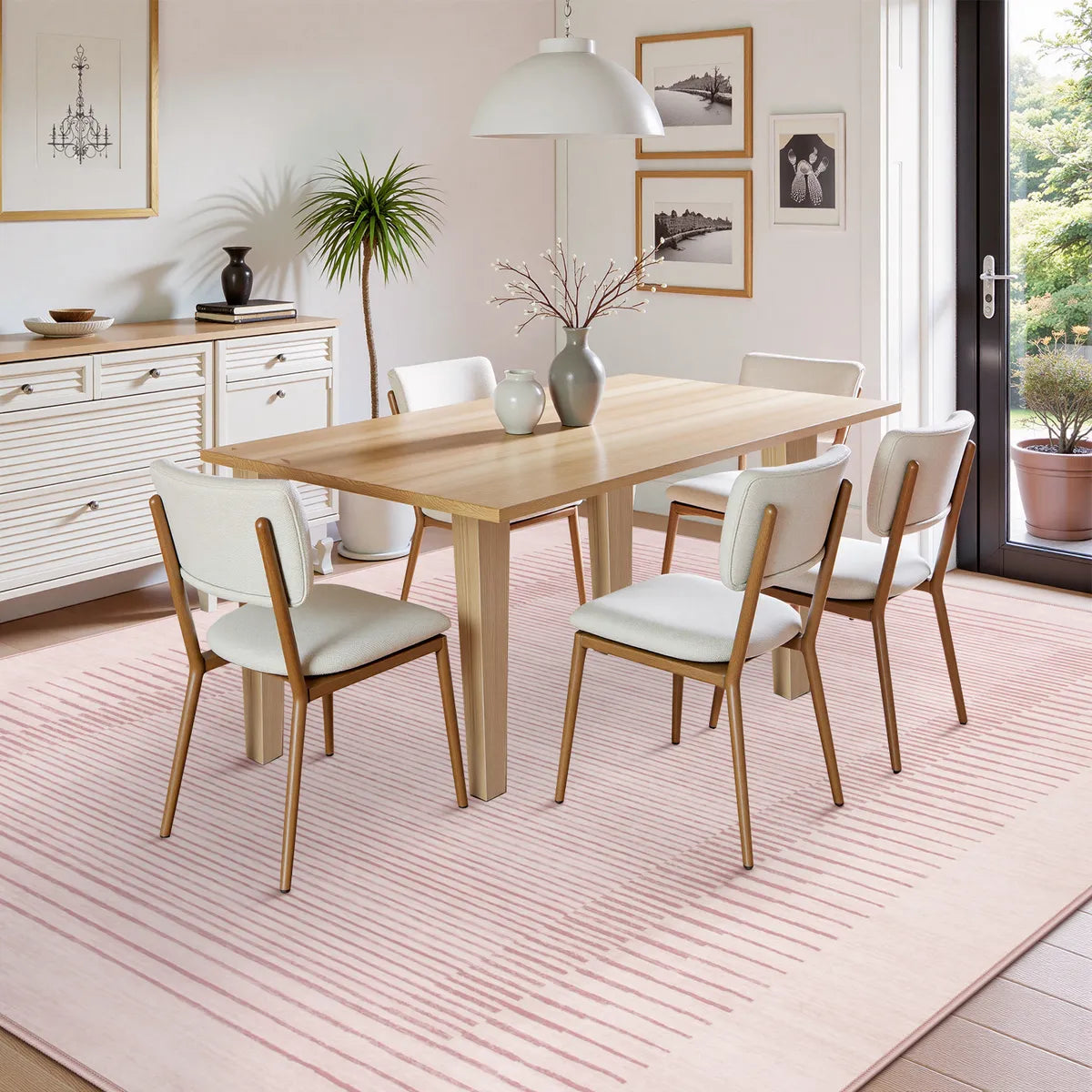 Linea Washable Modern Minimalist Line Pink Area Rug Rugs Lahome