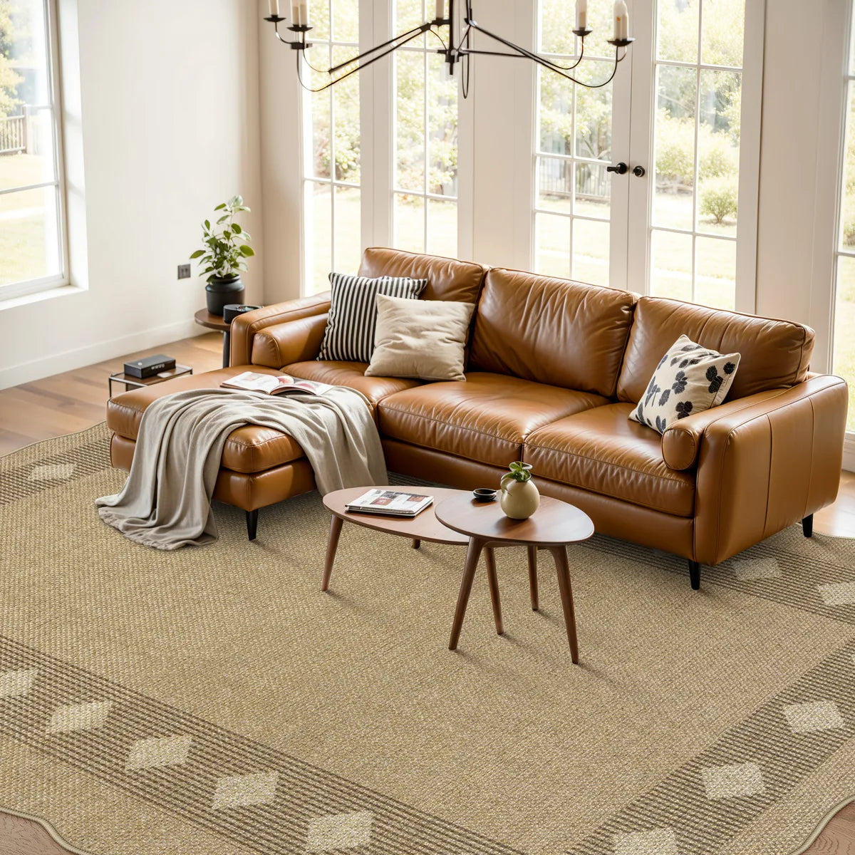 Linoe Washable Diamond Wavy Oatmeal Easy Jute Rug Rugs Lahome