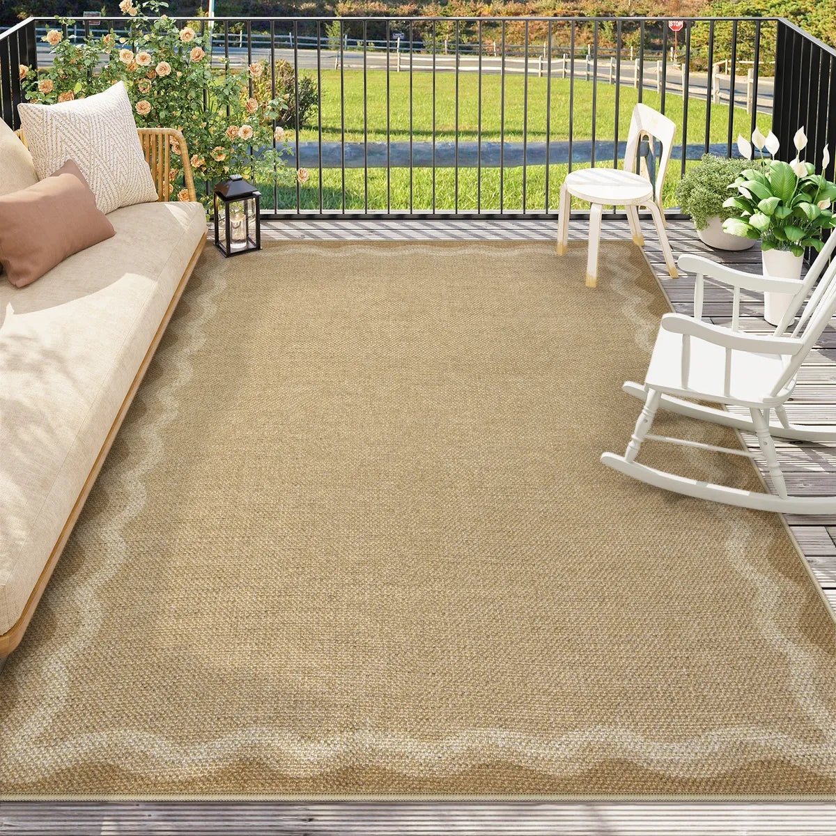 Linoe Washable Gradient Wavy Oatmeal Easy Jute Rug Rugs Lahome
