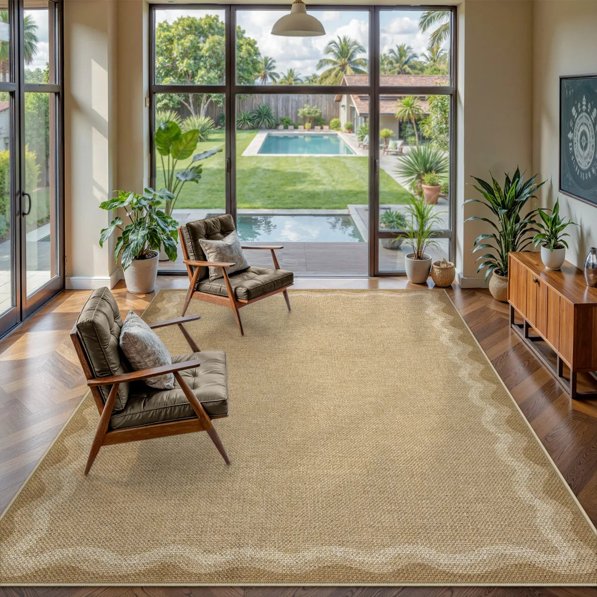 Linoe Washable Gradient Wavy Oatmeal Easy Jute Rug Rugs Lahome 8' x 10'