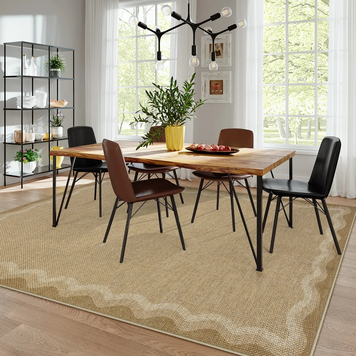 Linoe Washable Gradient Wavy Oatmeal Easy Jute Rug Rugs Lahome