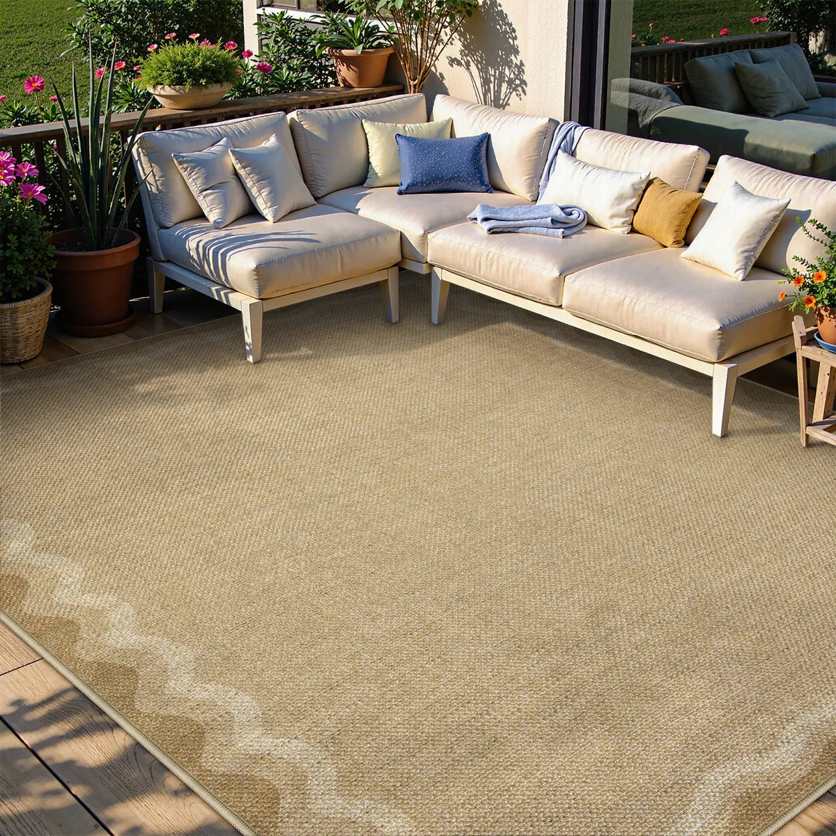 Linoe Washable Gradient Wavy Oatmeal Easy Jute Rug Rugs Lahome