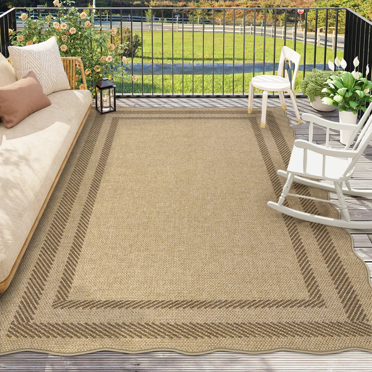 Linoe Washable Layered Wavy Oatmeal Easy Jute Rug Rugs Lahome