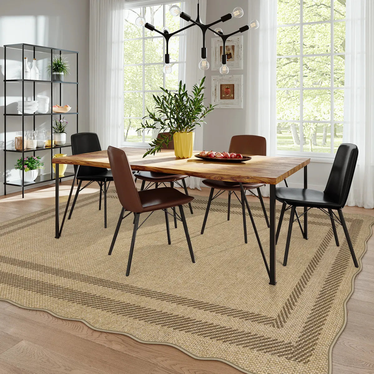 Linoe Washable Layered Wavy Oatmeal Easy Jute Rug Rugs Lahome