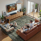 Margot Washable Vintage Distressed Dark Green Rug Area Rugs Lahome 8' x 10'