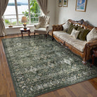 Margot Washable Vintage Distressed Dark Green Rug Area Rugs Lahome