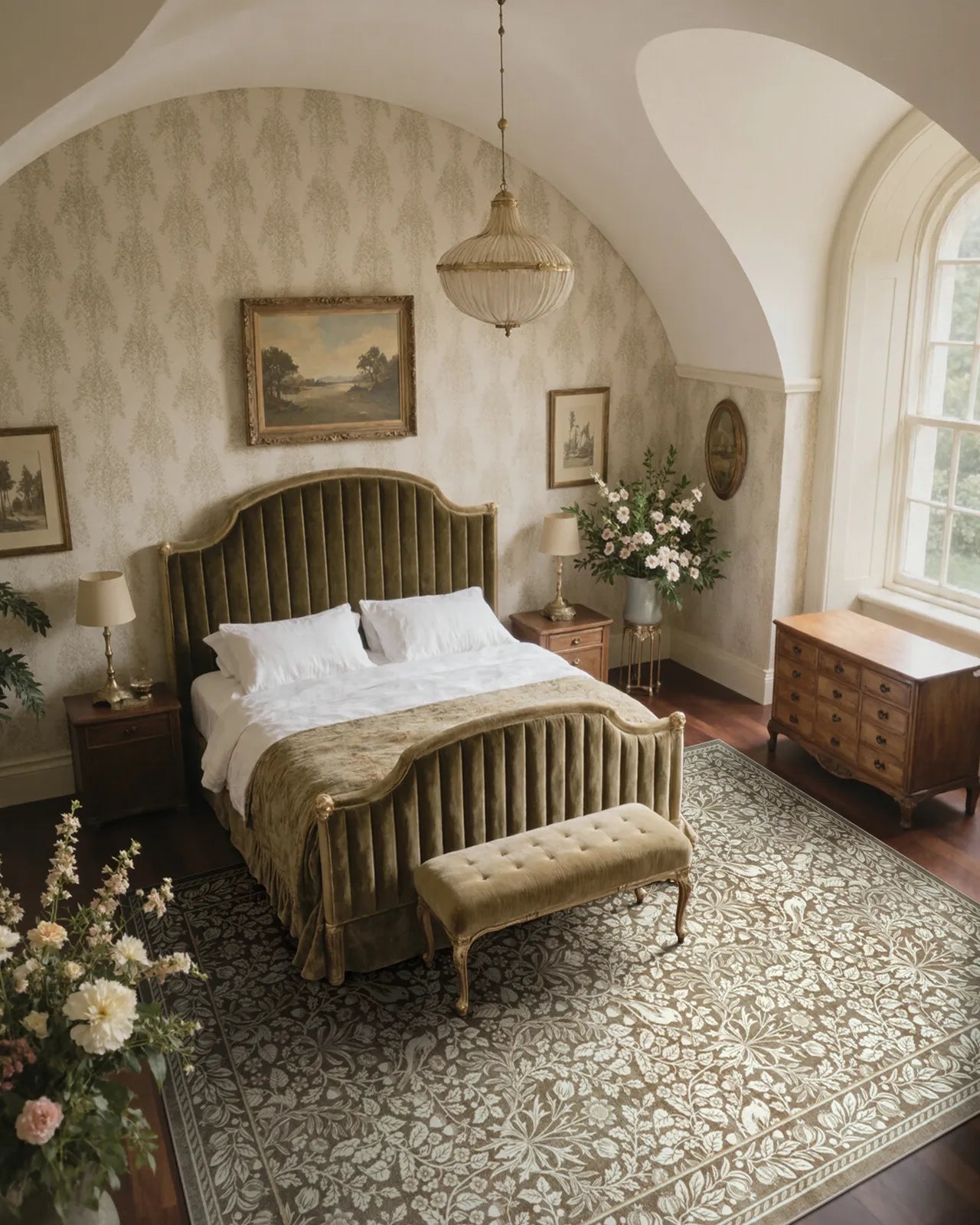 Mirage Washable Maximalism Vintage Blossom Beige Rug Area Rugs Lahome