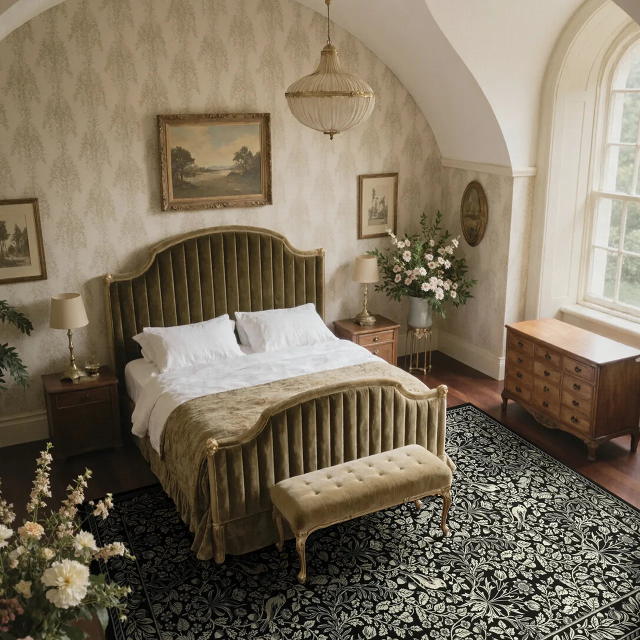 Mirage Washable Maximalism Vintage Blossom Black Rug Area Rugs Lahome