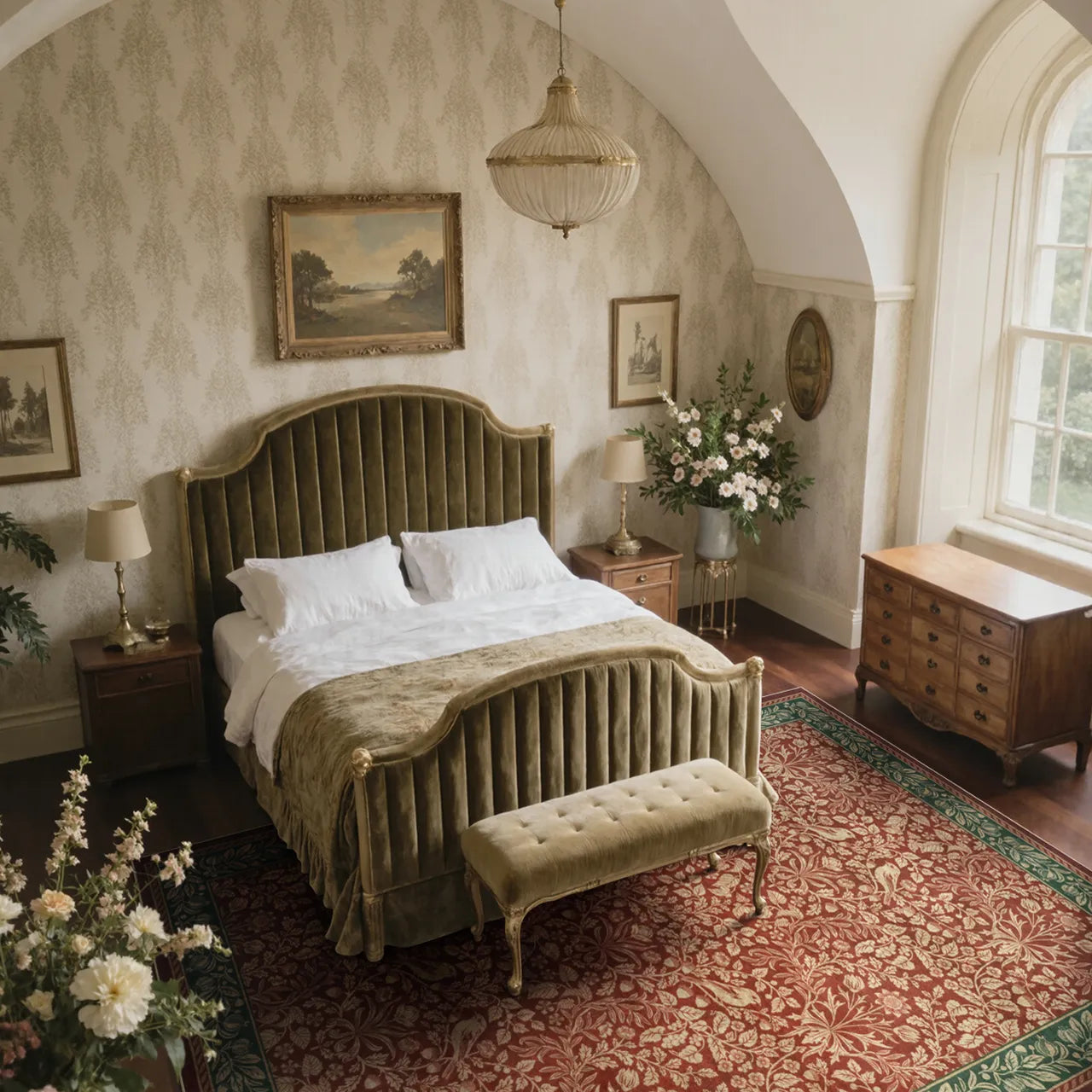 Mirage Washable Maximalism Vintage Blossom Red Rug Area Rugs Lahome