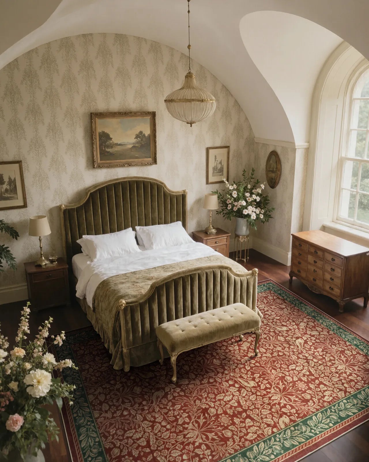 Mirage Washable Maximalism Vintage Blossom Red Rug Area Rugs Lahome