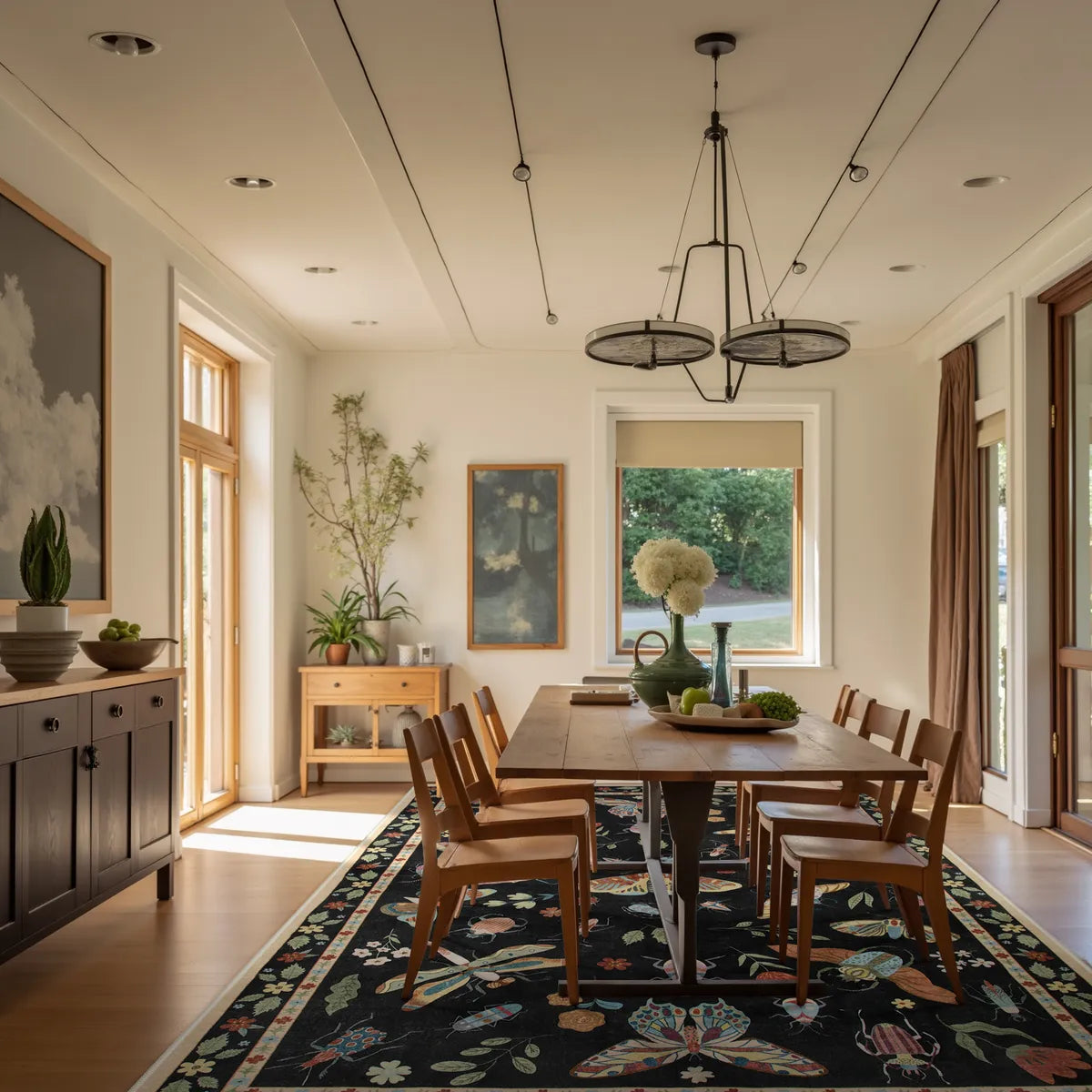 Vionnet Washable Modern Parisian Insect Black Rug Rugs Lahome