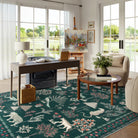 Cora Washable Modern Vibrant Jungle Animals Green Rug Area Rugs Lahome