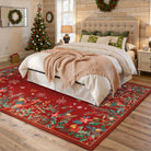 Nolan Christmas Washable Modern Blooming Floral Garden Red Rug Area Rugs Lahome