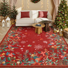 Nolan Christmas Washable Modern Blooming Floral Garden Red Rug Area Rugs Lahome 8' x 10'