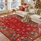 Nolan Christmas Washable Modern Blooming Floral Garden Red Rug Area Rugs Lahome